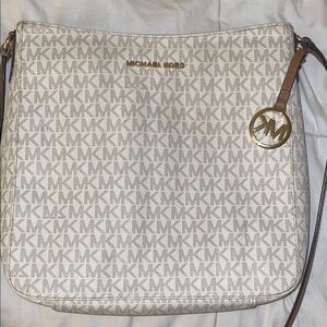 Michael Kors Cream and Brown Crossbody Bag